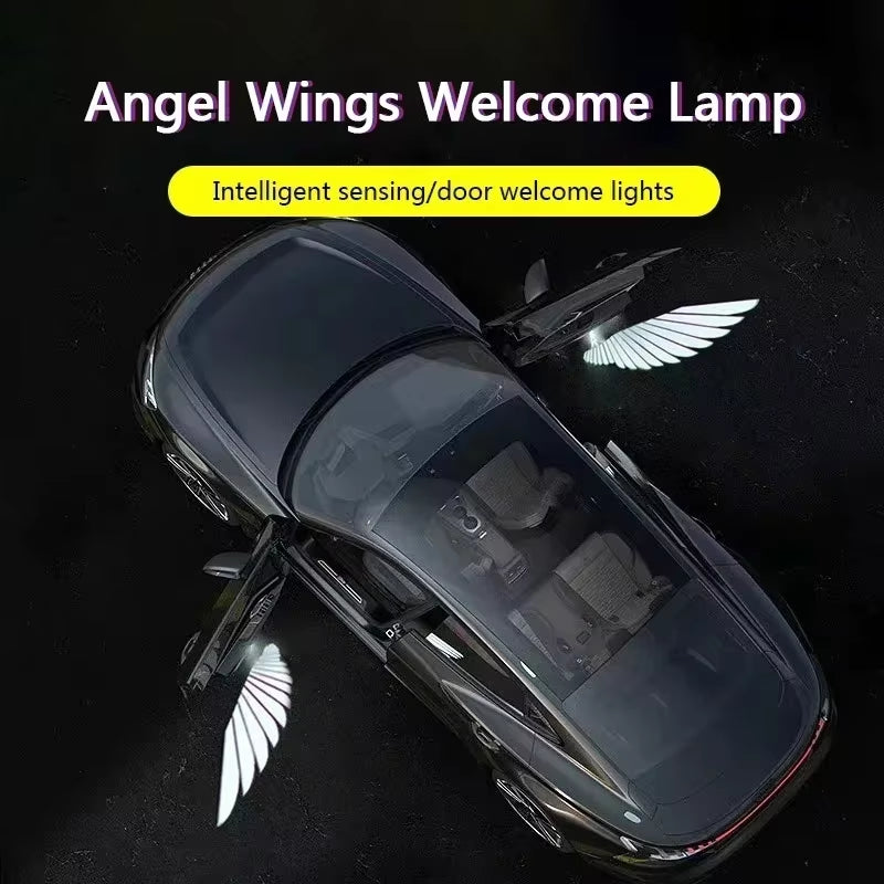 2PCS Angel Wing Car Door Projection Light, Car Welcome Light, Car Interior Decoration, Wireless Projection LED Accessories